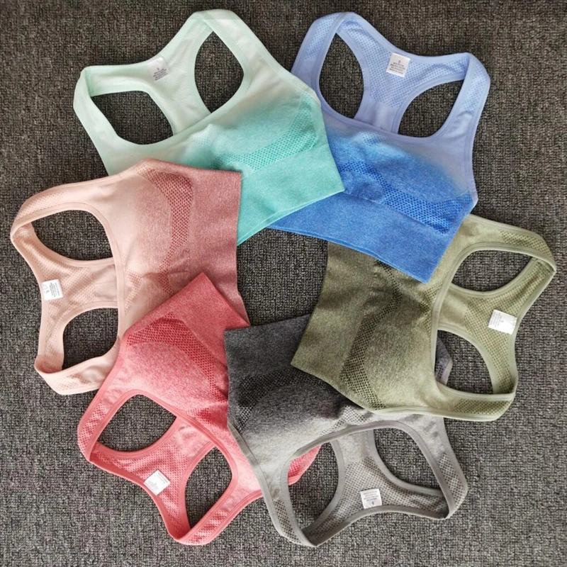 Новинка 2019 комплект для йоги бесшовные леггинсы с эффектом омбре бюстгальтер