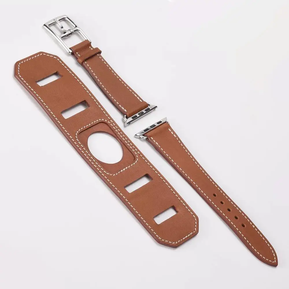 Браслет на запястье для Apple Watch, кожаный ремешок, 42 мм, 38 мм, 40 мм, 44 мм, браслет для iWatch, ремешок серии 5, 4, 3, 2, 1 - Цвет ремешка: cuff-brown