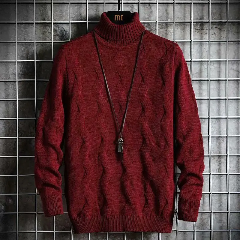

Autumn Winter Fashion Men's Sweaters Japan Streetwear Turtleneck Men Casual Mens Clothing Striped Pullovers Sweater Men