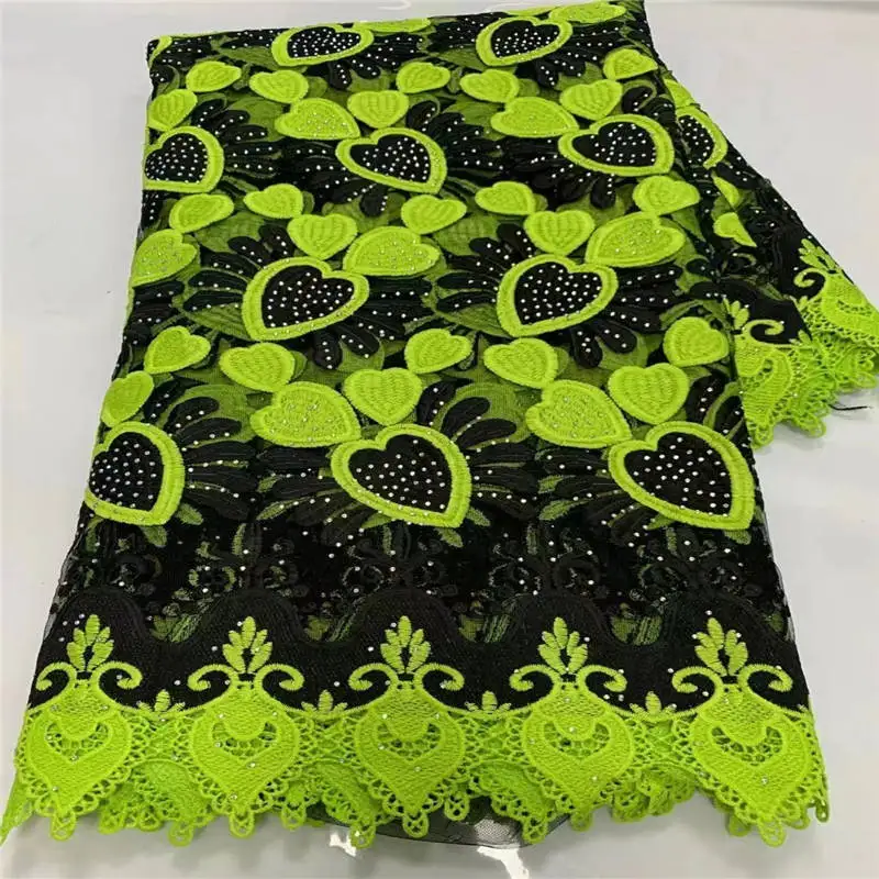Green African Guipure Mesh Lace Fabric 2021 High Quality Nigerian Swiss Voile In Switzerland Tulle Lace Fabrics 5Yards/Lot A1436