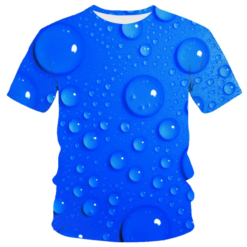 

2021 new summer water droplets cool 3D printed T-shirt men's personality trend vertigo alien three-dimensional space personality
