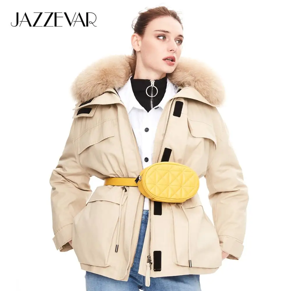 JAZZEVAR 2022 New Arrival Winter Women Coat High Quality with A Fur Collar Loose Clothing Outerwear Fashion Parka enlarge