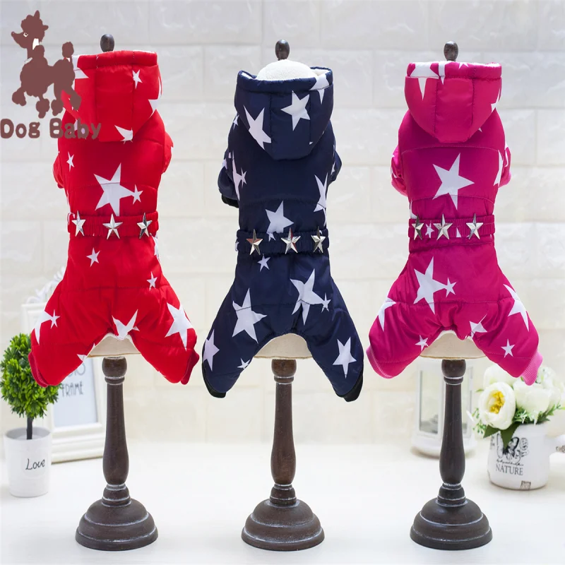 Ropa para perros peque&ntilde;os y medianos, abrigo de algod&oacute;n c&aacute;lido de moda, Estrella gruesa de cuatro patas, oto&ntilde;o e invierno, novedad-0