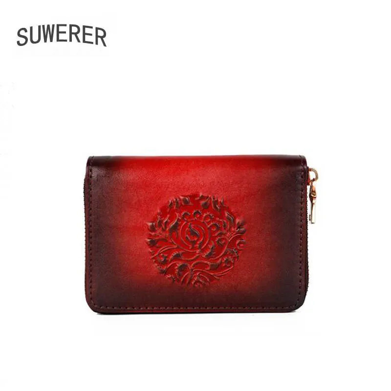 Сумка из натуральной воловьей кожи для женщин тисненый вместительный кошелек