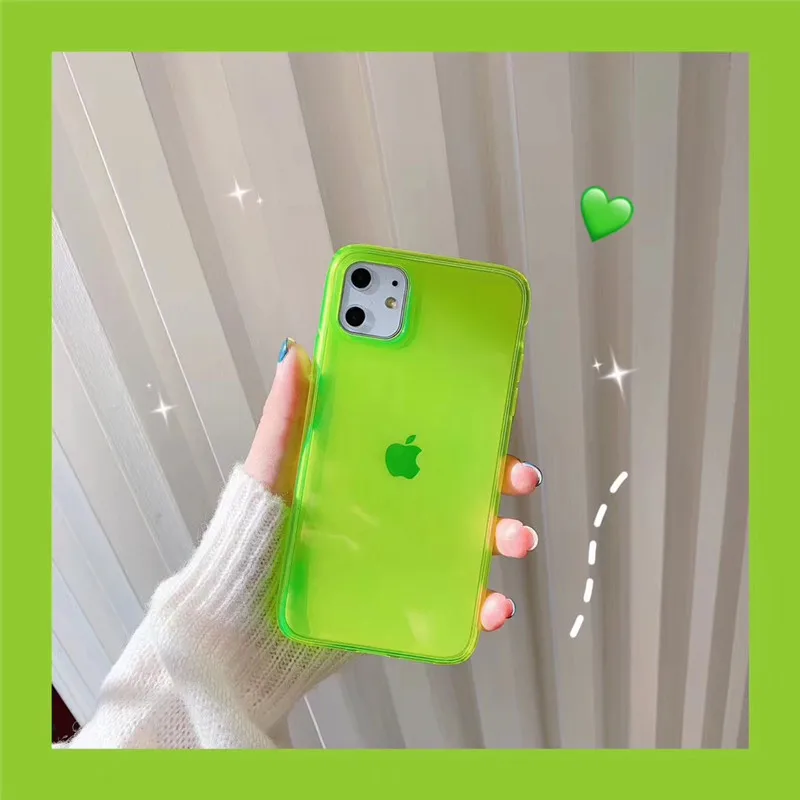Флуоресцентный желтый розовый чехол для телефона Ins iphone 7 8 plus 11 Pro X XS MAX XR Роскошный