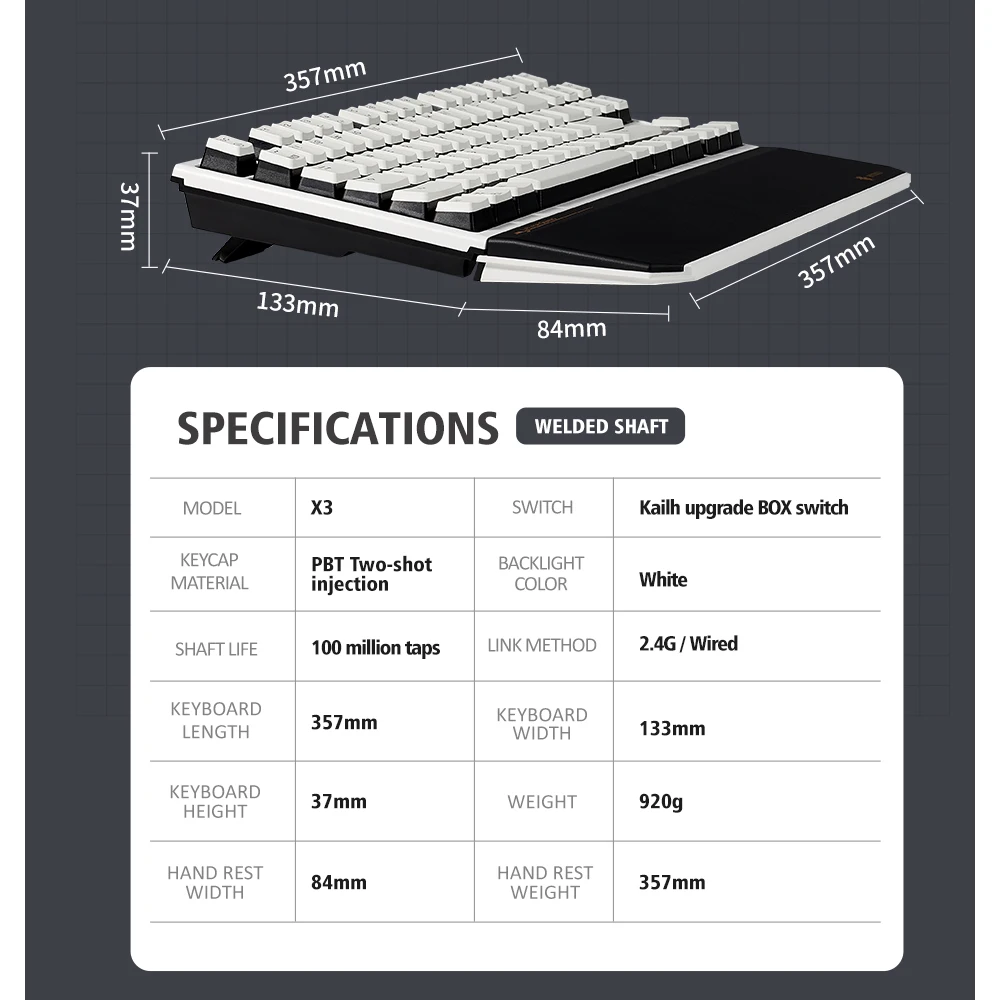 hexgears x3 gaming mechanical keyboard hand rest 87 key pbt keycap kailh upgrade box switch usb 2 4g wireless gamer keyboard free global shipping