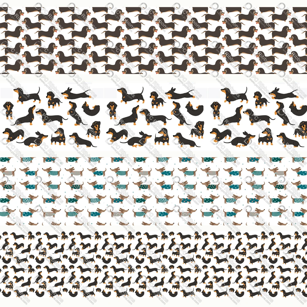 

Cute Dachshund 1" Printed Lanyard/Grosgrain/Satin Design Customized Ribbon for Bow DIY Hair Craft Supplies Sewing 50 Yards