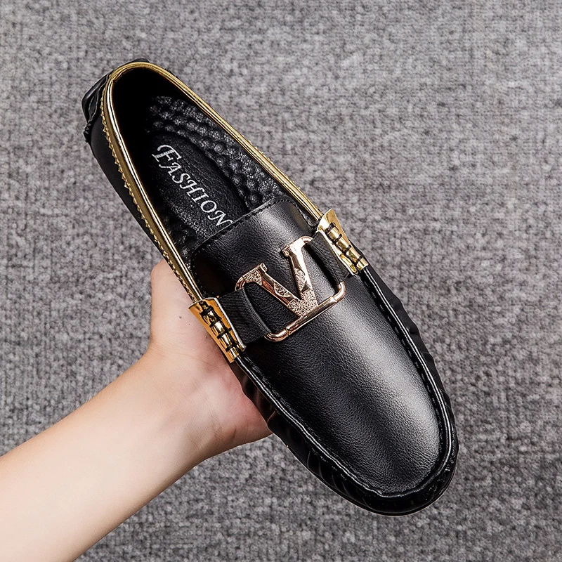 

Big Size 38-48 Men Loafers Leather Casual Shoes Slip On Man Boat Shoes Italian Designer Mens Driving Shoes Moccasins Black Flats