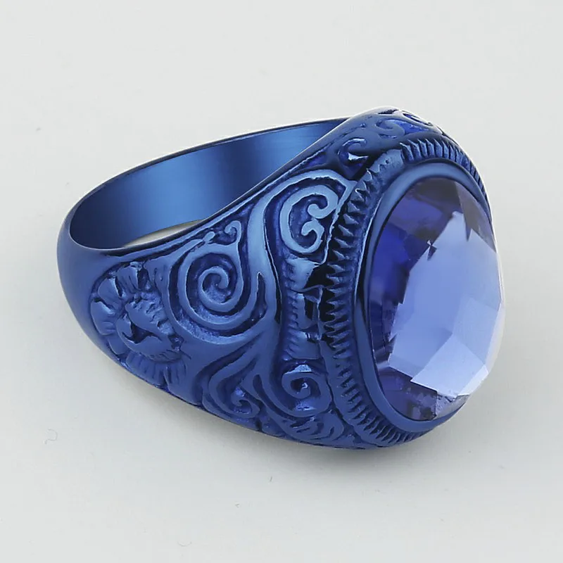 Valily Jewelry женские кольца синего цвета с украшением в виде кристаллов из Властелина Колец Винтаж Nobel дворец кольца для Для мужчин Нержавеющая сталь обручальные кольца золото