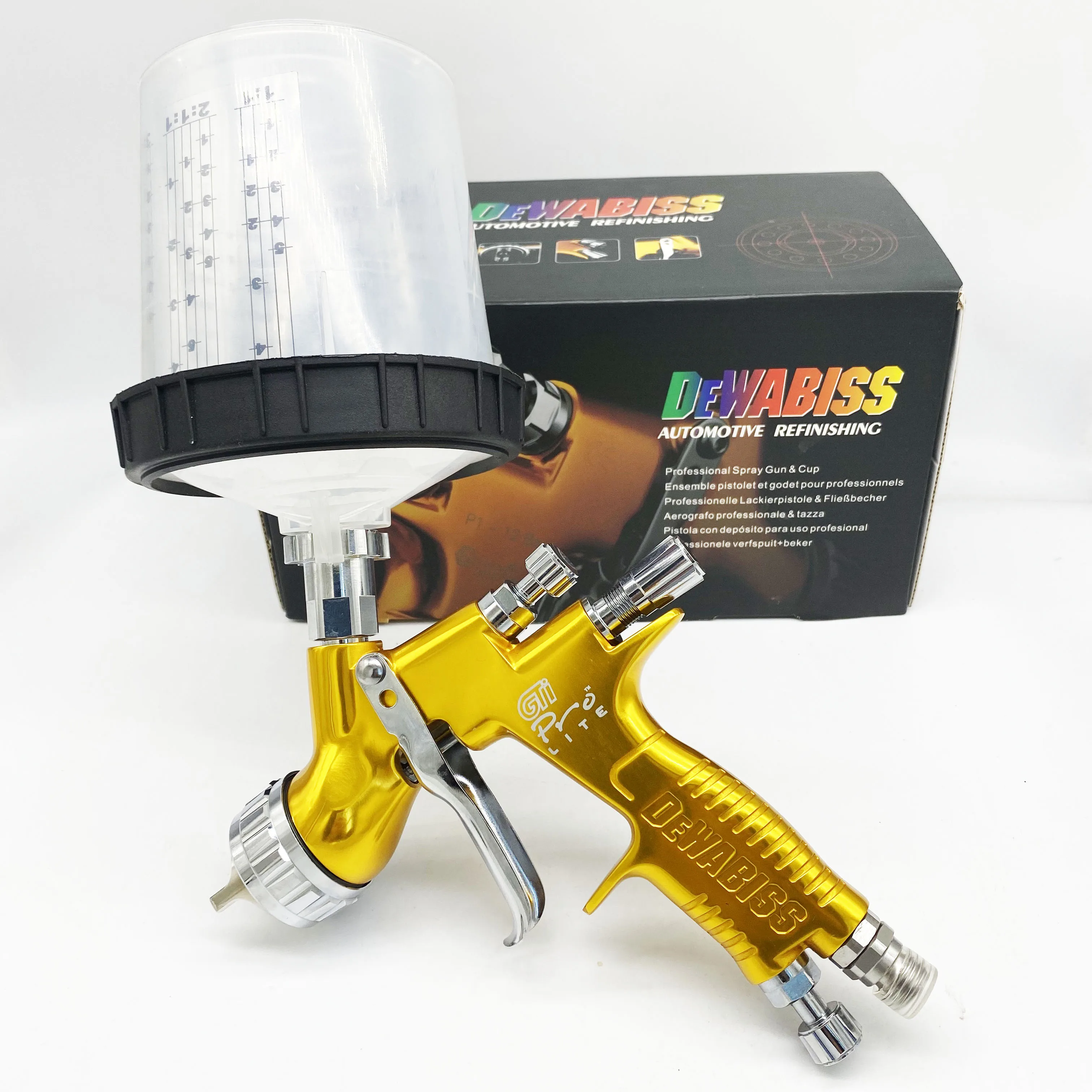 

Пистолет-распылитель Gti Pro te20 1,2/1,3/1,8 мм с адаптером и баком pps, инструмент для покраски автомобиля HVLP, аэрограф на водной основе