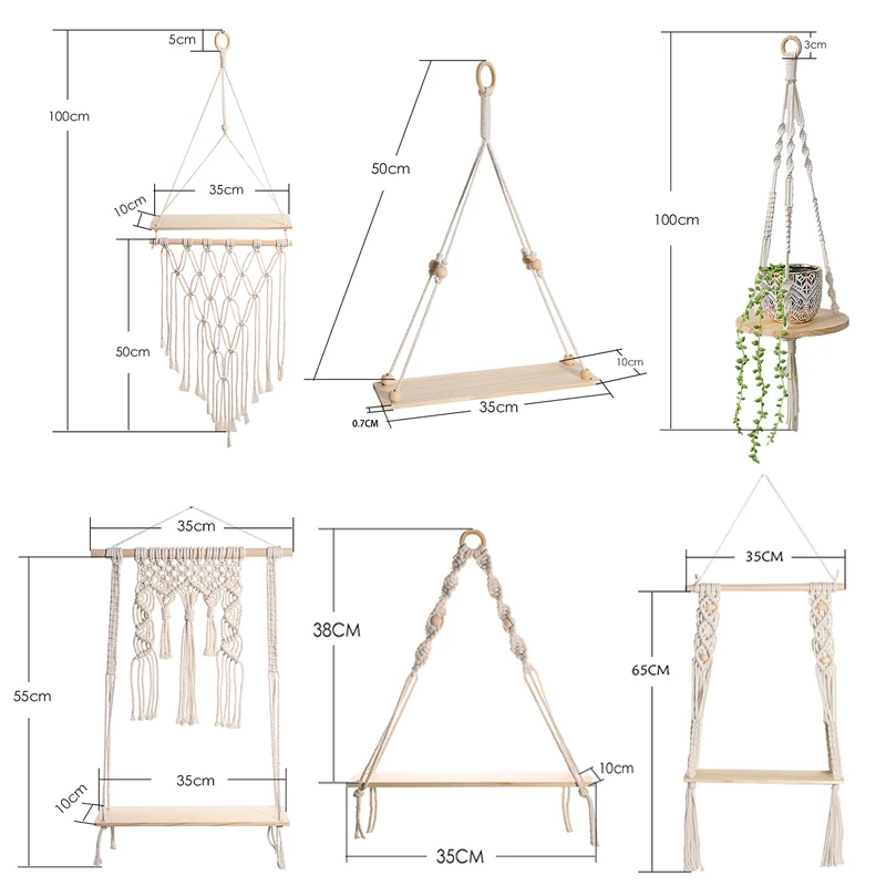 Полки макраме для спальни и растений украшение в стиле бохо домашний Настенный