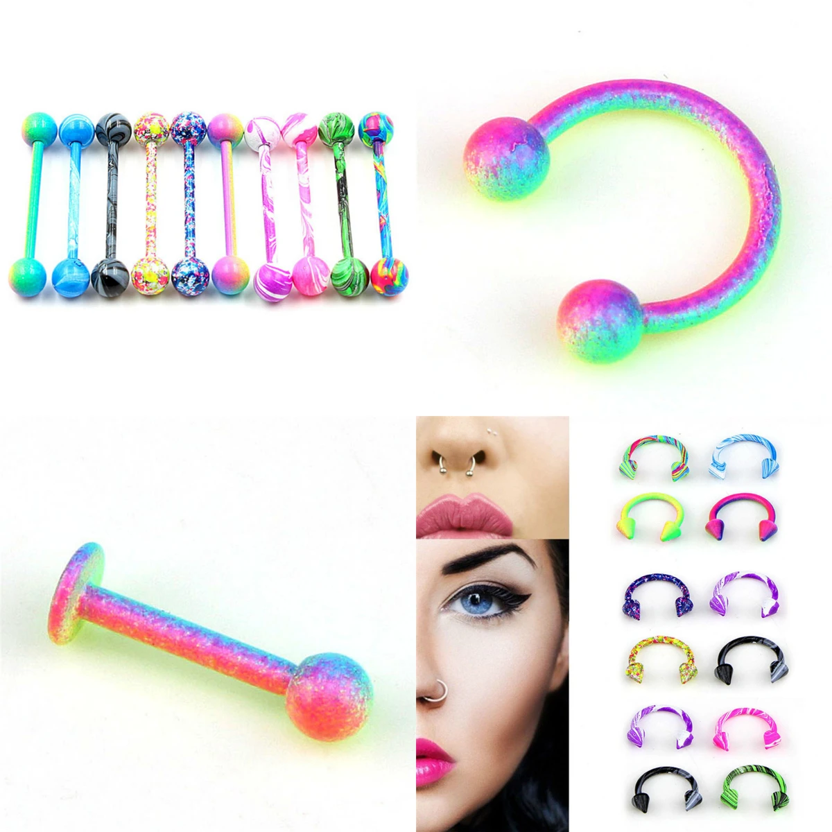 10 шт. разноцветные модные подковообразные шарики Поддельные кольца для сосков