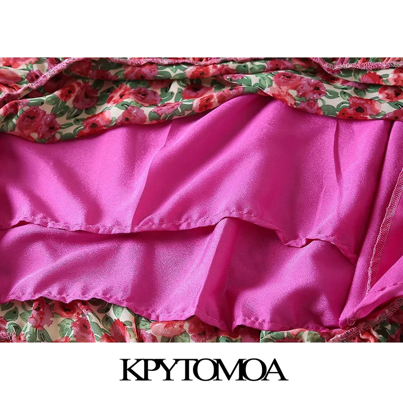 KPYTOMOA женское 2021 шикарное модное Цветочное платье миди с оборками винтажное