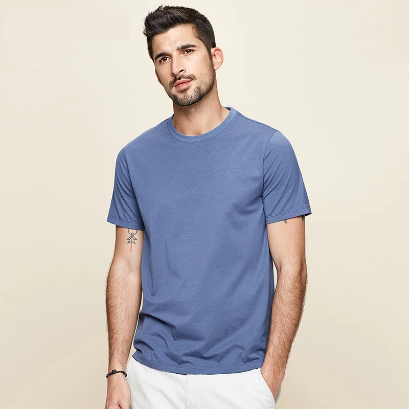 

ZOGAA New 2021 Smooth Cotton White Blue Men's T-shirt Short Sleeve Summer Clothing Fashion T-shirt Men's Top Large Size T-shirt