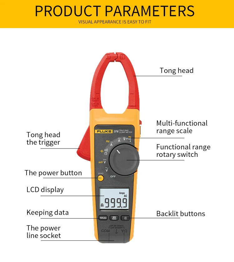 Fluke 376 True RMS 1000A AC/DC токоизмерительный прибор с NIST-отслеживаемым сертификатом калибровки