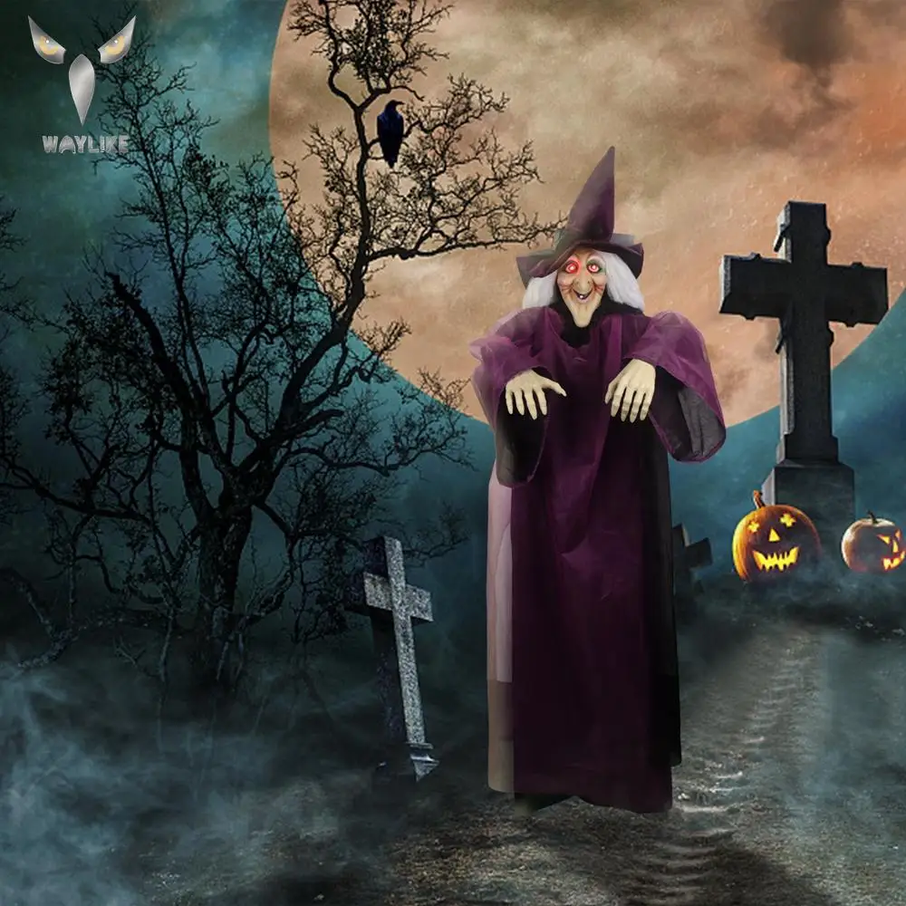 Waylike Хэллоуин Зомби ведьма висит призрак головы страшные Светодиодные глаза