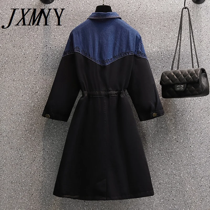 Женское свободное джинсовое платье с вышивкой осень 2021 | Женская одежда