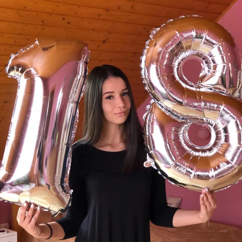 

2pcs 32 inch Foil Number Balloon 18 21 30 40 50 60 Year Balloons Rose Gold Silver Birthday Gift Ballon Birthday Party Decoration
