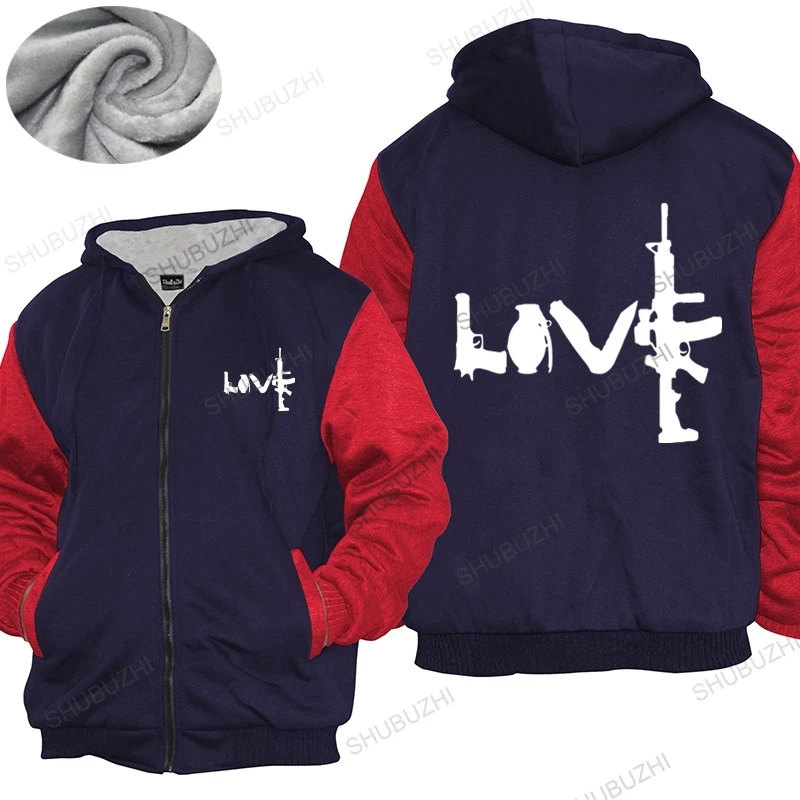 

mens brand warm coat male gift tops Banksy Street Art Love Guns AK-47 AK47 AK 47 men's hoodies top gift Male thick hoody