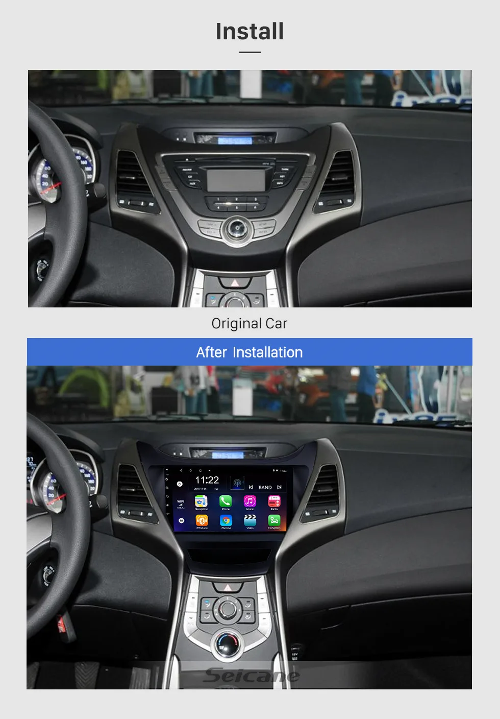 Seicane 9 дюймов Android 9,0 Автомагнитола для- hyundai Elantra gps Navi автомобильный стерео мультимедийный плеер цифровой ТВ