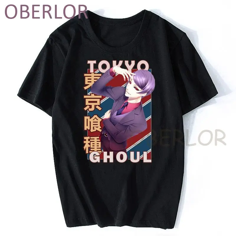 

Japanese Anime Tokyo Ghoul Kaneki Ken Manga Print Loose T-shirt Men Tops Harajuku Casual Gothic Graphic Streetwear Male Clothing