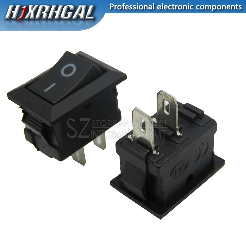 2PIN 2 block Black 10 шт. кнопочный переключатель 10x15 мм SPST 2Pin 3pin 3A 250V KCD11 защелкивающийся ВКЛ/ВЫКЛ перекидной Клавишный Выключатель 10 мм* 15 мм черный красный и белый - Цвет: 2PIN 2 block Black