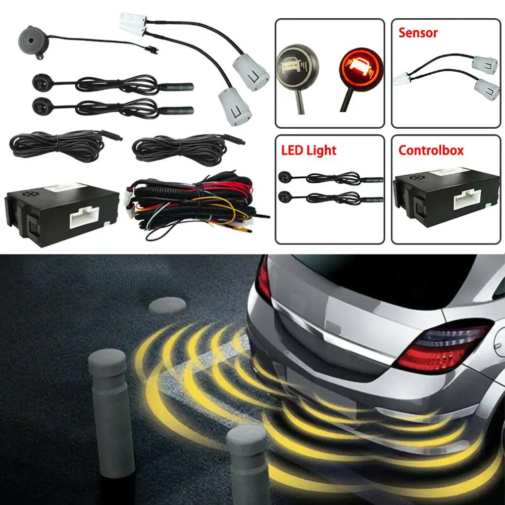 LED Car Blind Spot Area Monitoring Detection System Waterproof BSM Ultrasonic Sensor Distance Assist Car Driving Security