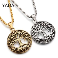 yada hot sale tree of life long presentsnecklace for men women jewelry necklaces stainless steel alloy punk necklace se210079