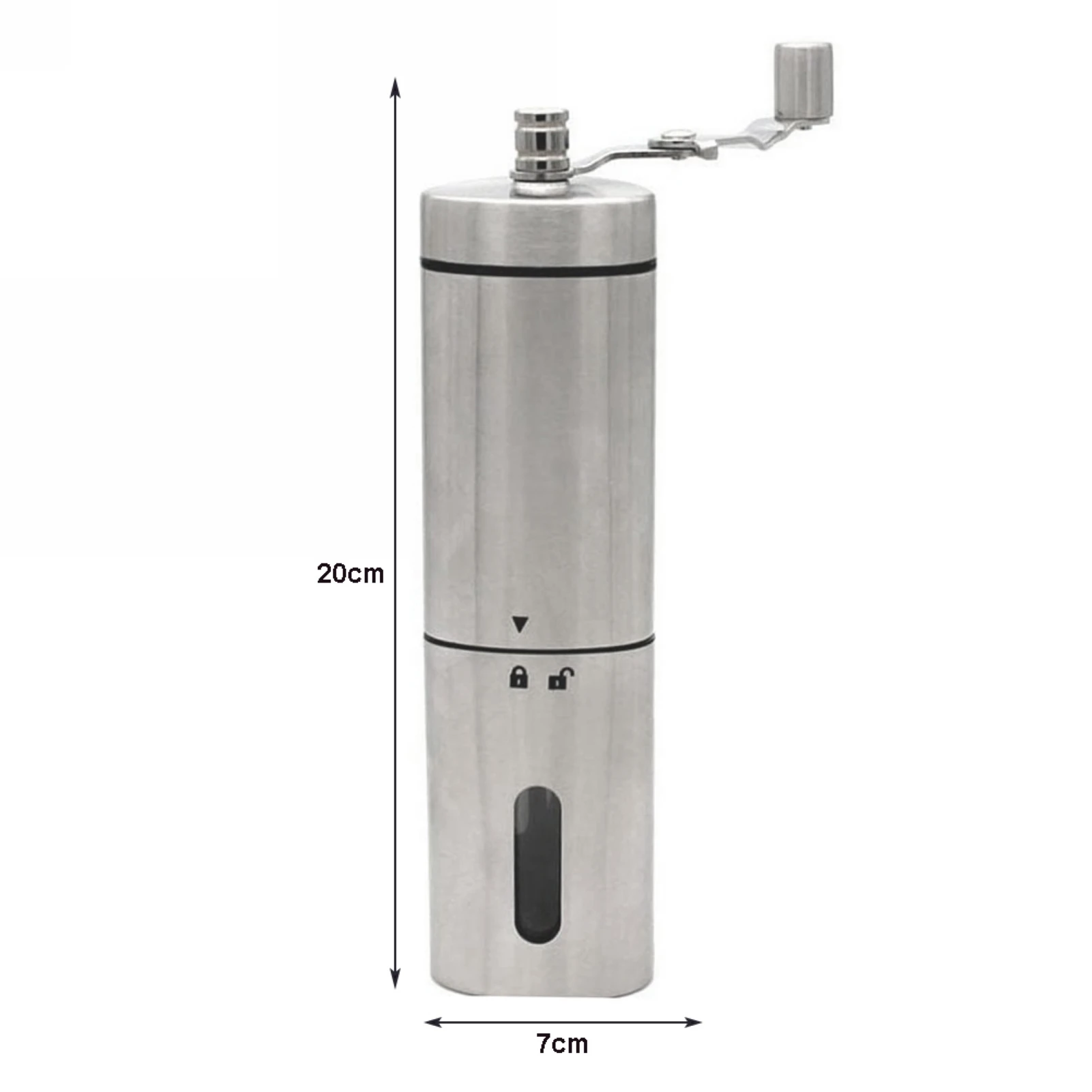 Серебристая кофемолка ручной работы из нержавеющей стали шлифовальные