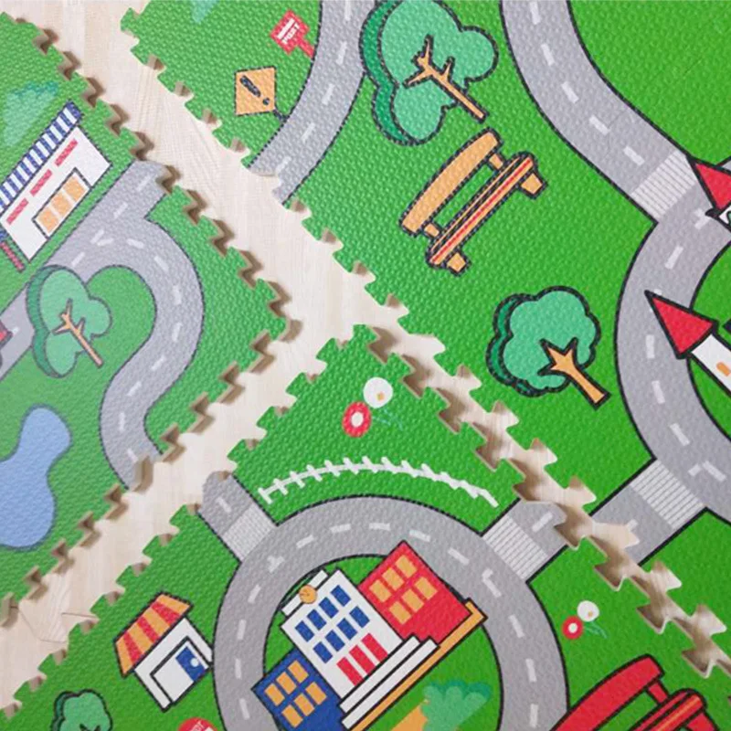 Детский игровой мат из пены городской сцены дорожный ковер детский утолщенный