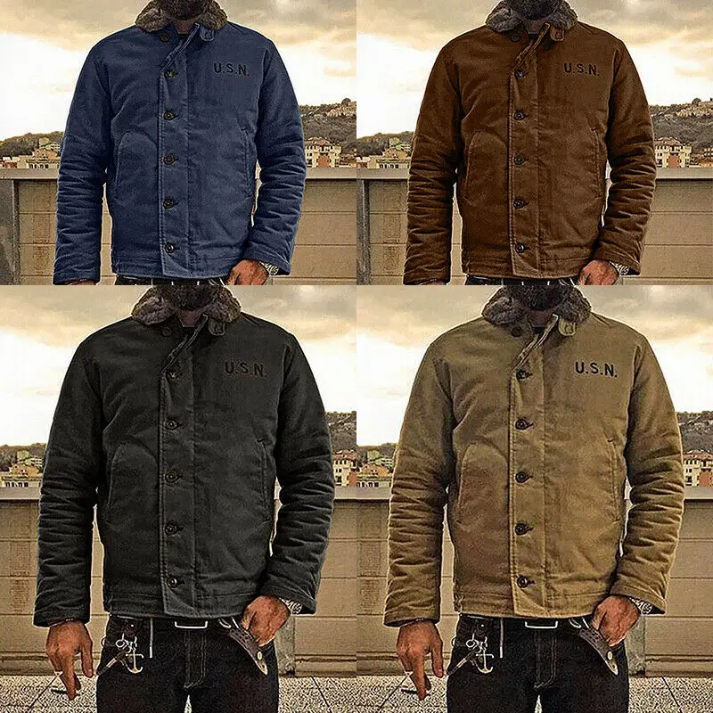 Куртка WinterMen винтажное пальто армейская теплая ветрозащитная темно-синяя