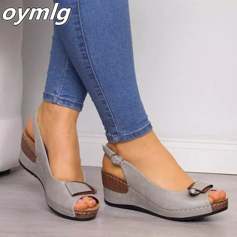 2020 Sandals Fashion Women Beach Summer Wedges Pumps Ankle Buckle Open Toe Casual 35- 43 | Обувь