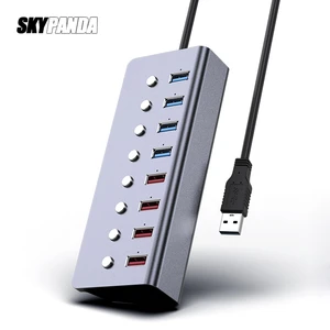 Алюминиевый сплав 8-портовый USB3.0 сплиттер 4-портовый ноутбук Расширенный usb-хаб 4-портовый адаптер для быстрой зарядки внешний источник питания 12В 4А