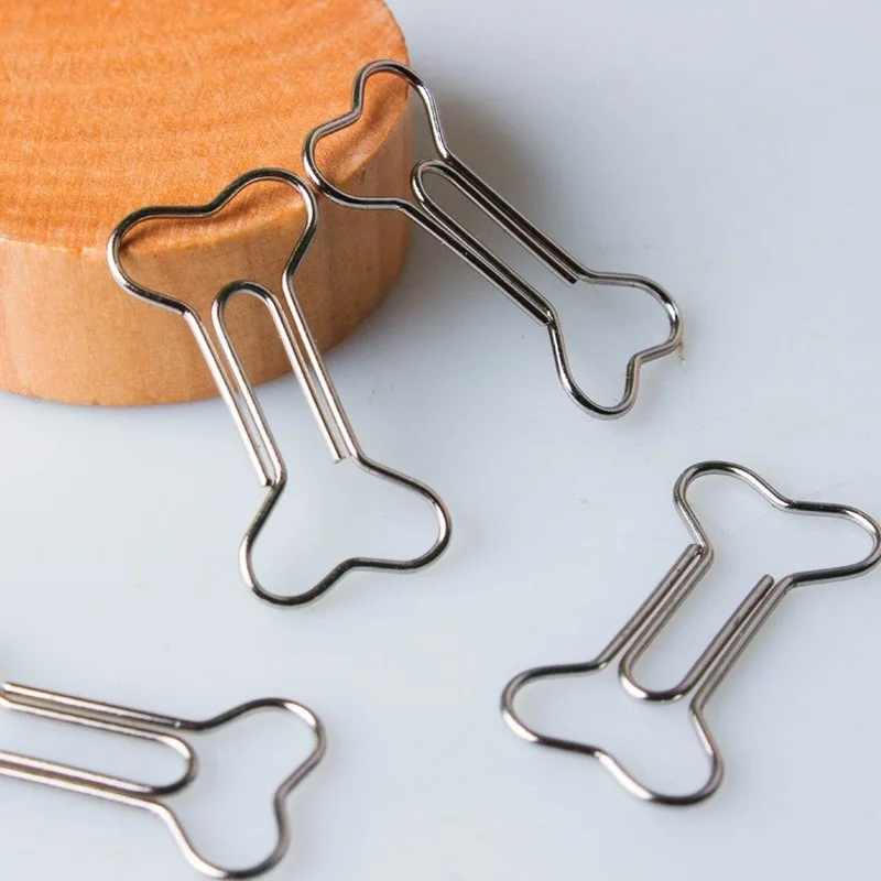 

12Pcs/Box Kawaii Bone Bookmark Metal Paper Clip Decor Silver Color Book Note Decoration Binder Clip Stationery