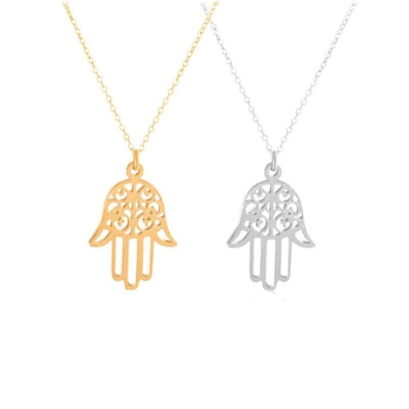 

Turkey Jewelry Good Lucky Fatima Hand Hamsa Pendant Necklaces Evil Eye Stainless Steel Collar Bijoux Bridesmaid Gift