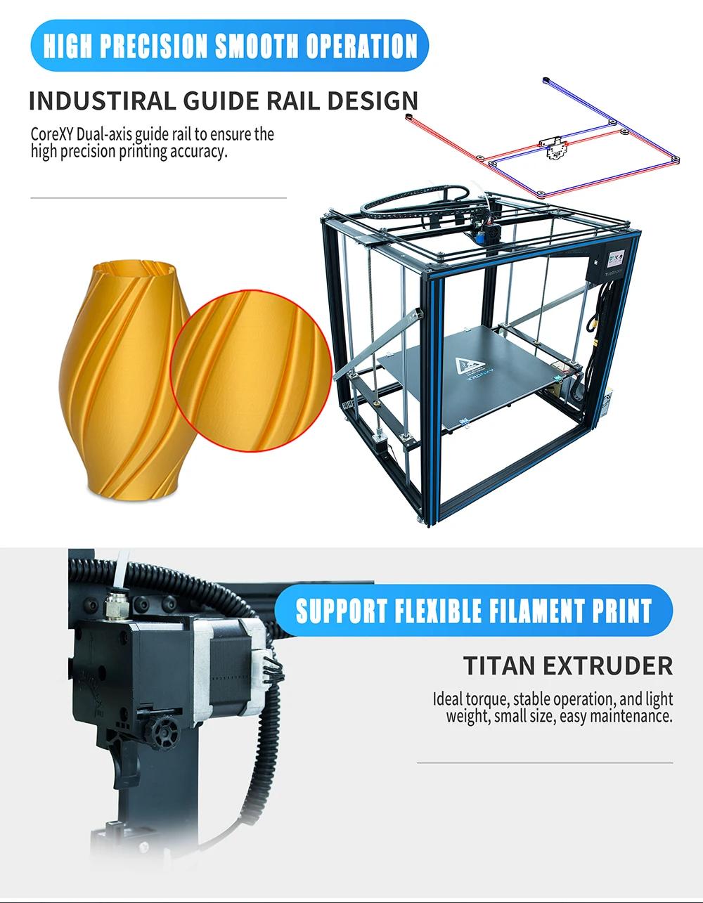 Новое поступление Tronxy X5SA-500 Pro Модернизированный 3d принтер FDM линейный направляющий рельс Высокая точность большой размер ультра-тихий автоматическое выравнивание
