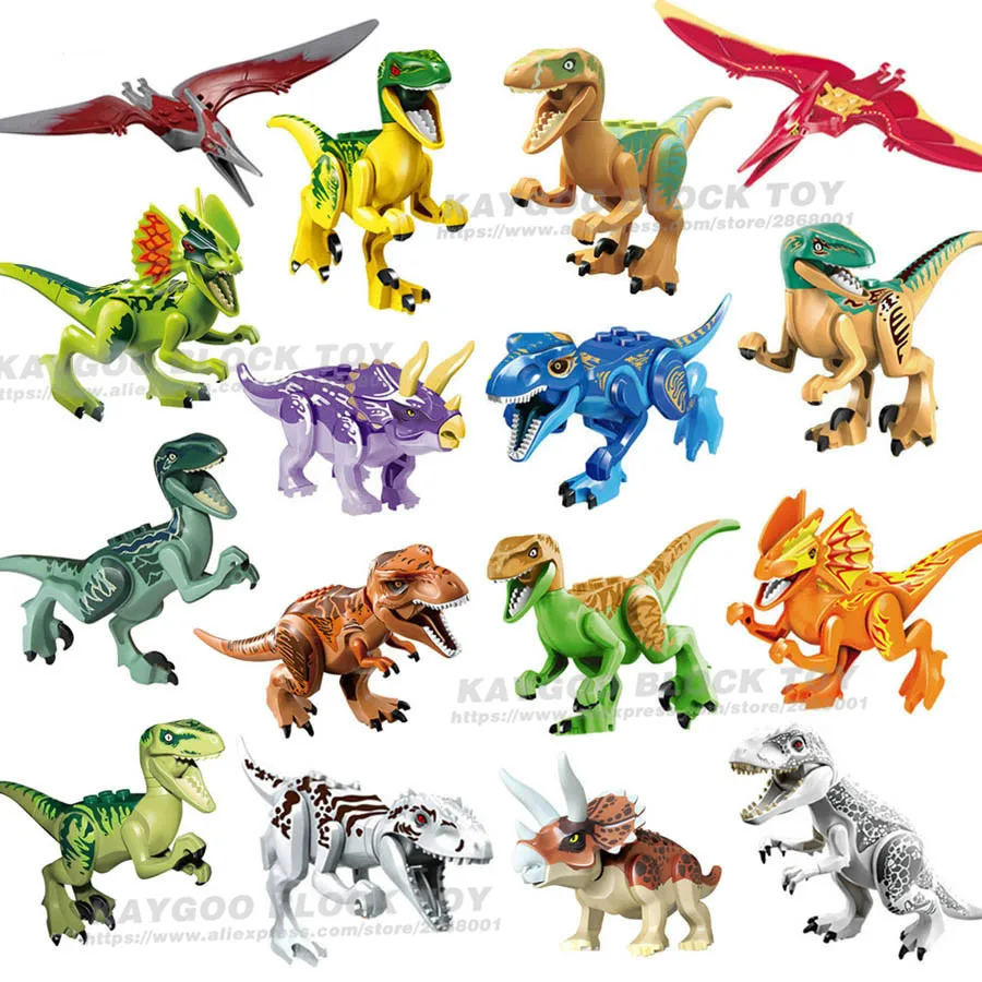 Один набор динозавров мир Юрского периода динозавры фигурки строительные лошади
