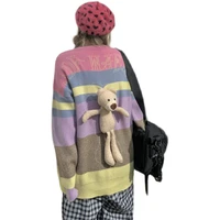 new autumn streetwear women sweater baggy cute bear cashmere pullover casual jumper vintage oversized pull femme jersey mujer