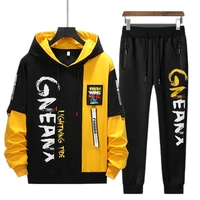 autumn men set tracksuit mens hoodies sweatshirts sweatpants track suit streetwear hip hop casual sports suit conjunto masculino