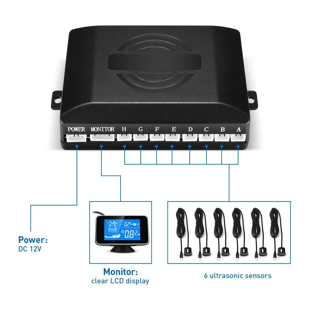 Автомобильные парковочные датчики 6 ультразвуковых датчиков 2 5 м с ЖК-дисплеем