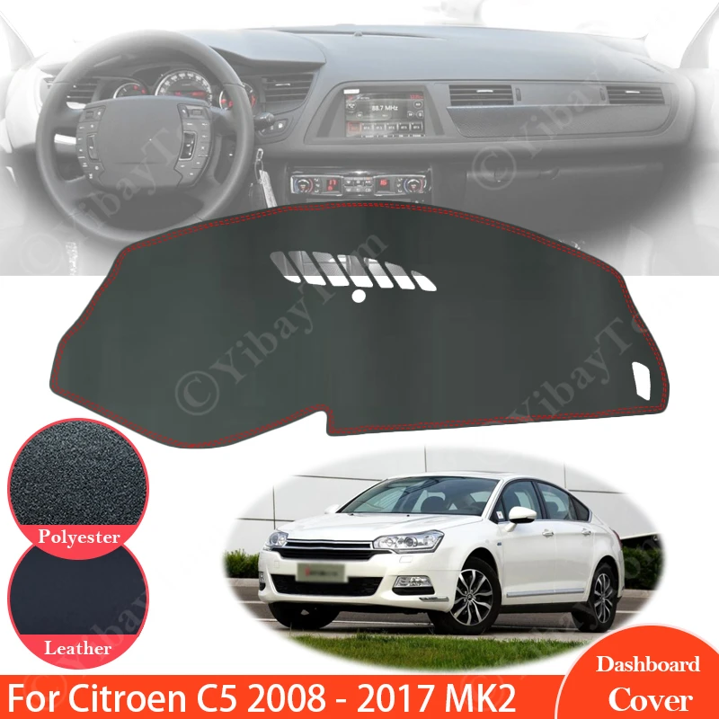 Нескользящий кожаный коврик для Citroen C5 2008 ~ 2017 MK2 чехол приборной панели солнцезащитный козырек аксессуары 2011 2012 | Отзывы и видеообзор...