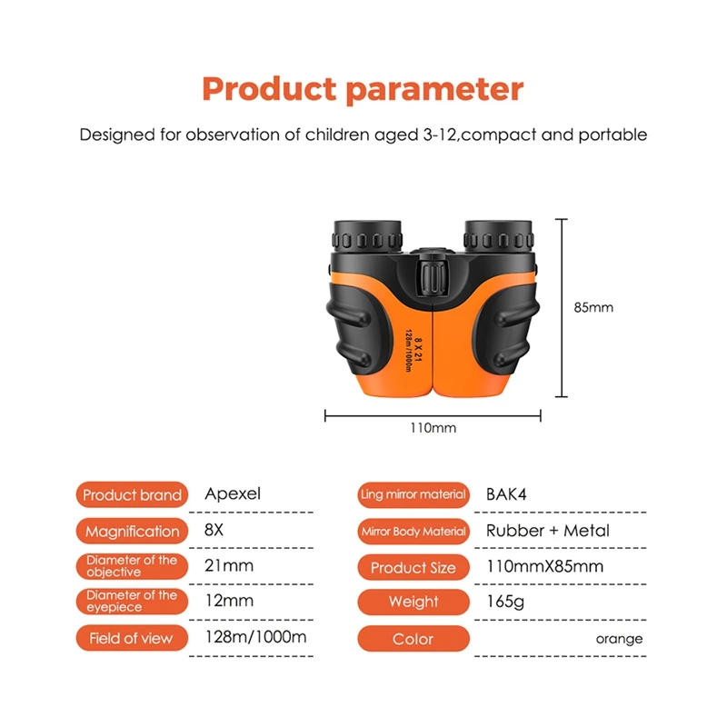 Mini Binoculars for Kids HD 8X21 Compact Telescope Gift Toys Children Portable Scope Angle Zoom | Инструменты