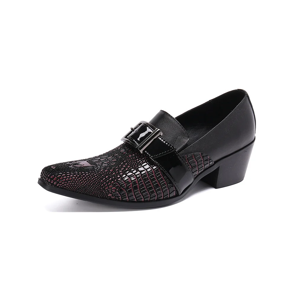 

Luxury Men Oxford Shoes Men Dress Shoes Leather Italian Red Black Pointed Toe High Heels Wedding Office Formal Shoes