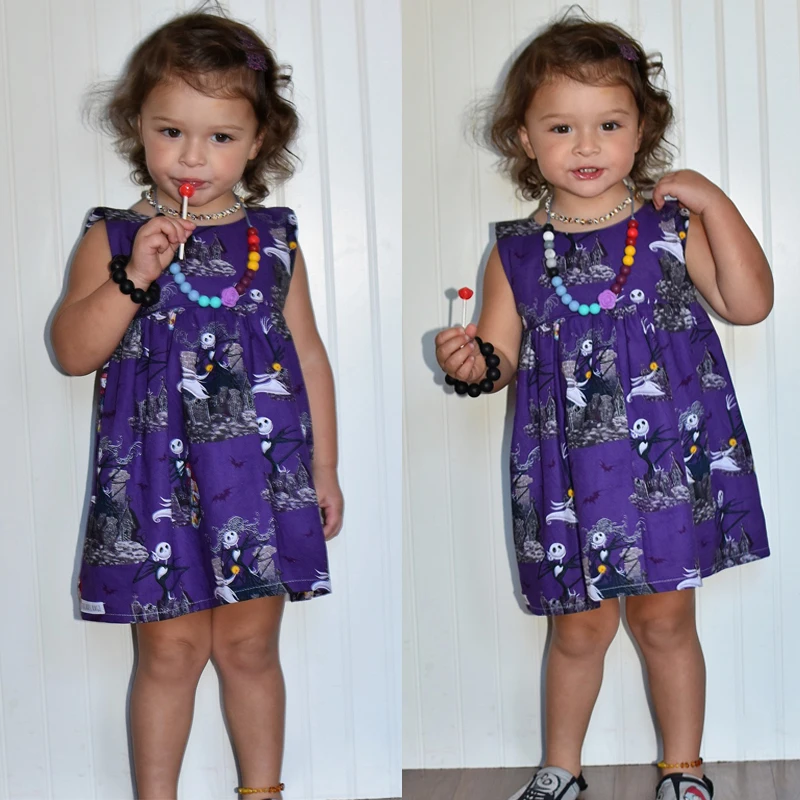 Halloween Baby Girls Ghost Printed Dress Toddler Kids Sleeveless Holiday Party Princess Tutu Dresses Sweet Cotton Sundress 1-6T | Детская