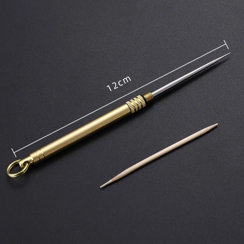 

1Pcs Titanium Outdoor Portable Multifunctional Toothpick Bottle Fruit Fork Camping Tool Toothpick Tube Stronger