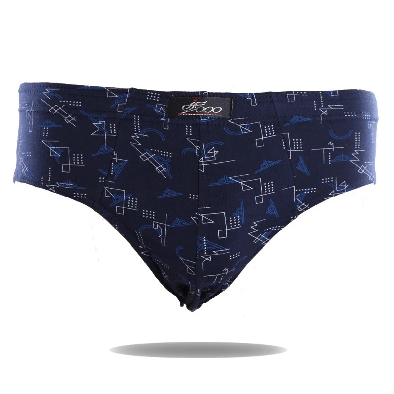 dark blue Дышащее мужское треугольное нижнее белье с классическим рисунком, мужские хлопковые трусы, удобные сексуальные трусы со средней талией, мужские хлопковые трусы - Цвет: dark blue