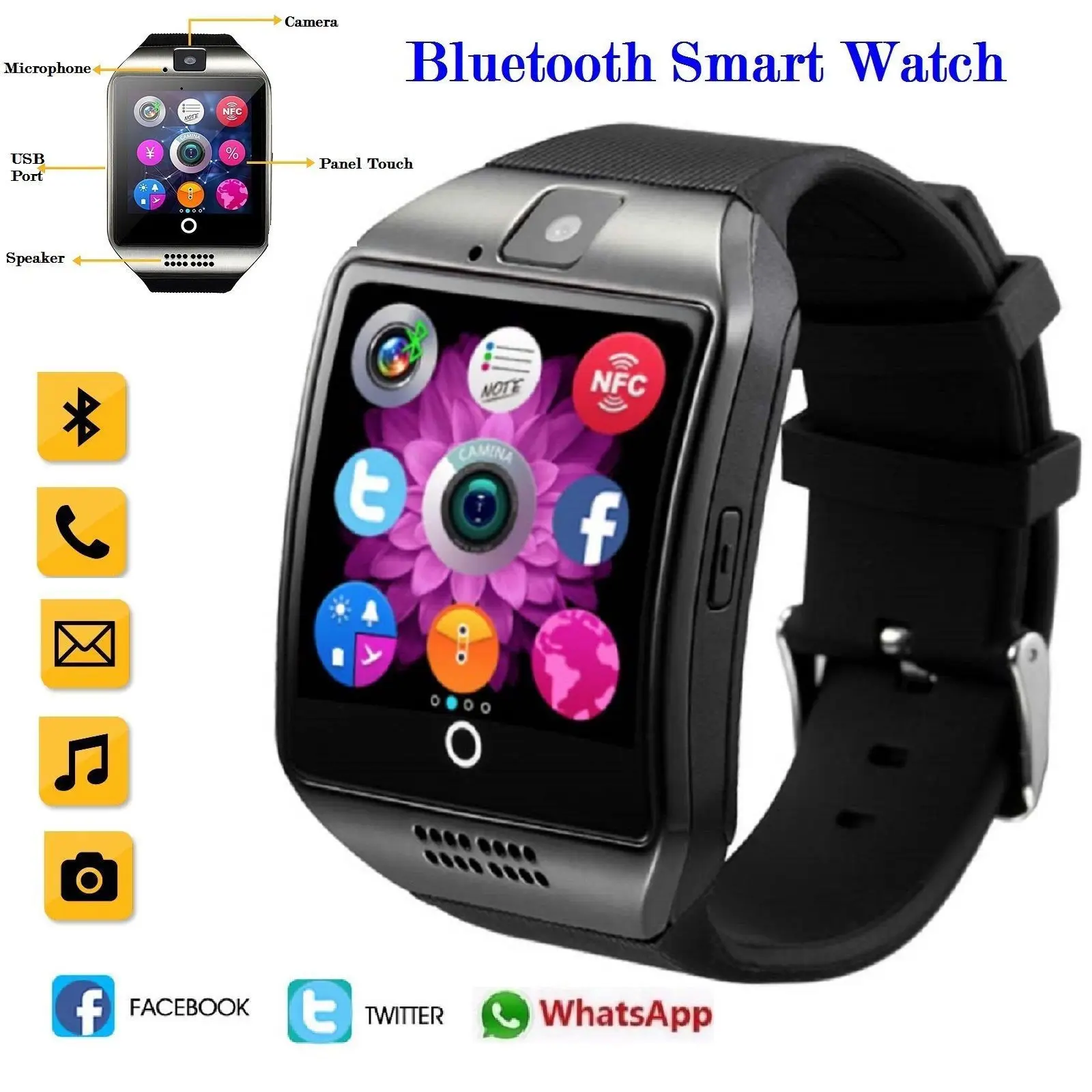 2021 Новый цифровой сенсорный экран Smartwatch DZ09 Q18 с камерой Bluetooth наручные часы sim