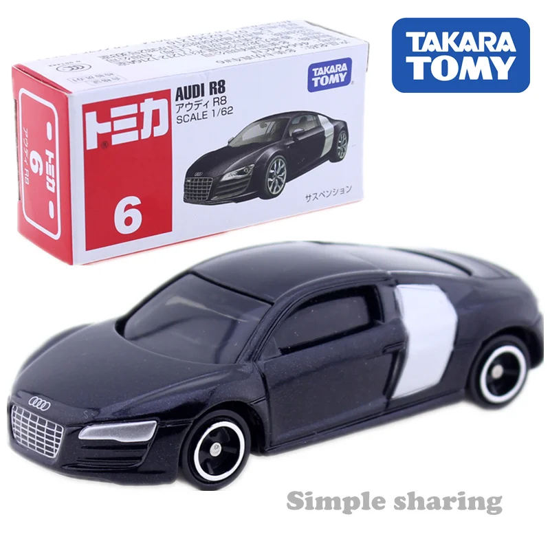 

TAKARA TOMY TOMICA No.6 AUDI R8, модель 1:62, игрушечная спортивная машина, литье под давлением, миниатюрная форма, прикольные детские игрушки