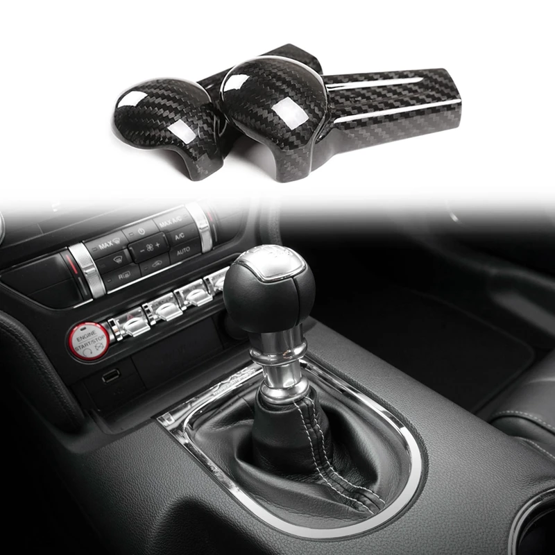 

Car Carbon Fiber Gear Shift Knob Head Cover Sticker Trim for Ford Mustang 2015 -2020 Car Shift Knob Cover Trim