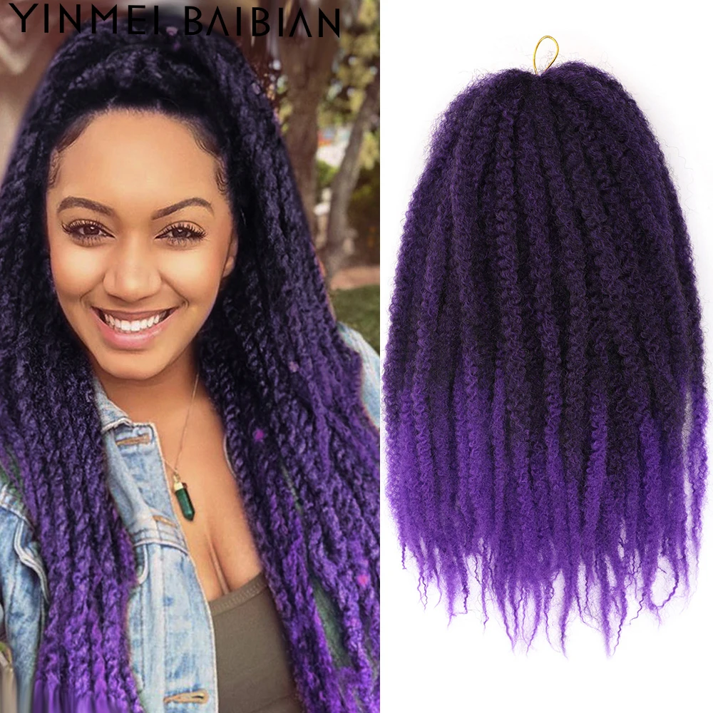 

18Inch Afro Kinky Braiding Hair Synthetic Crochet Marley Braids Hair extensions 25 stranders Blonde Purple Blue Yinmei Baibian